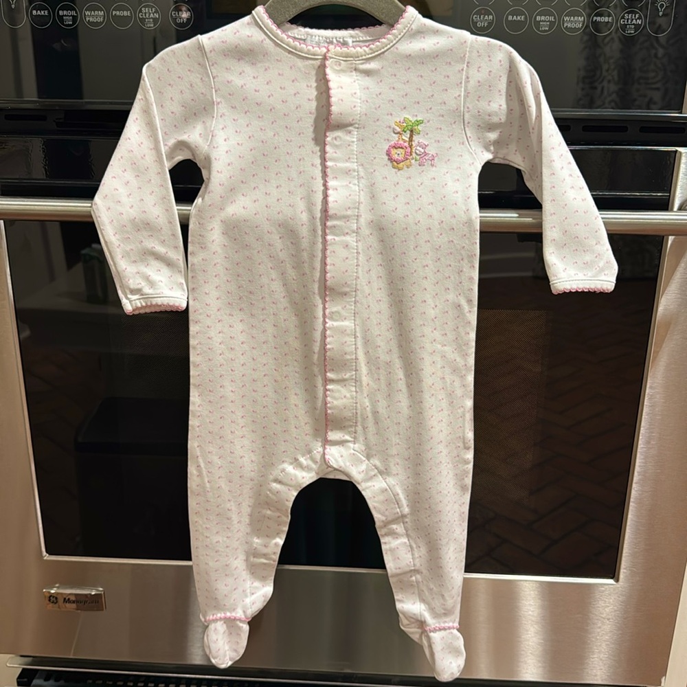 Magnolia Baby - White & Pink Footie w/ Safari Animals - Size: 9M